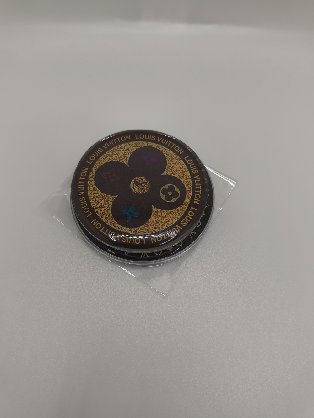 Round Monogram Magsafe Magnetic Popsocket — Brown, Gold & Multicolor